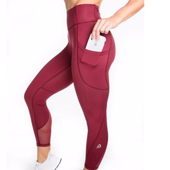P'tula Pants - Crystal "Driven For More" Leggings Port Wine Red